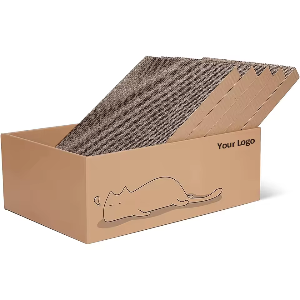 Pack 5 PCS Eco-Friendly Fish Bone Design Cat Scratching Boards 11.4 Inch Width Ex-Large Cat Scratcher Box Reversible Paper